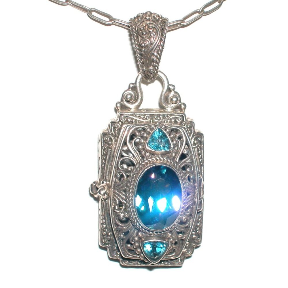 SARDA STERLING  SILVER MYSTIC  TOPAZ  DOTS POISON  FILIGREE NECKLACE
